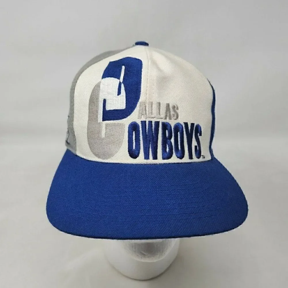 VINTAGE DALLAS COWBOYS AJD PRO LINE COLOR BLOCK SPELLOUT SNAPBACK HAT CAP